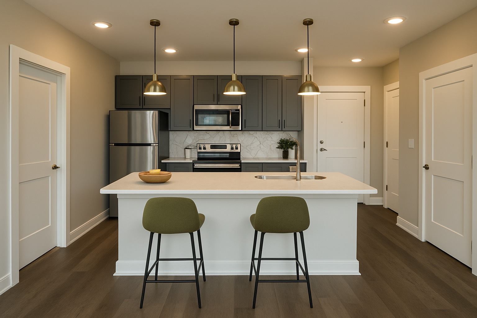 Open concept kitchen at Okemos MI Apartments | Knob Hill Apartments in Okemos, MI